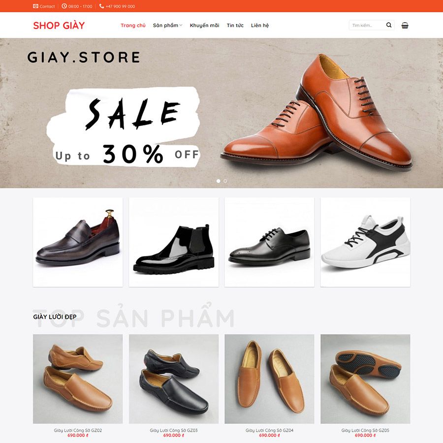 Theme wordpress bán giày nam