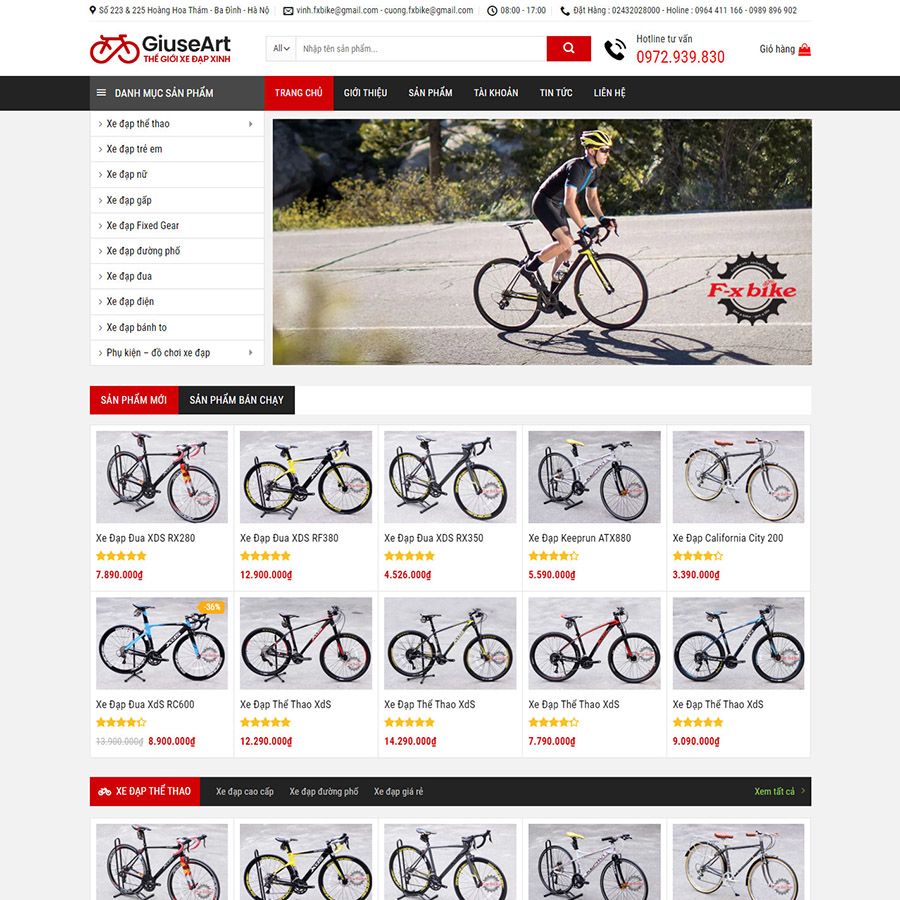 Theme wordpress flatsome bán xe đạp